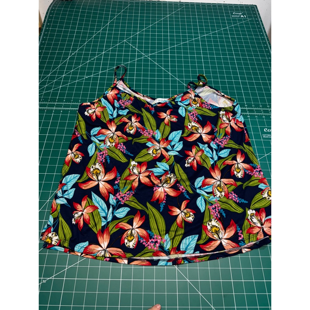 Grace & Lace Tropical Floral Pajama Set Navy Blue Cami and Shorts XL L